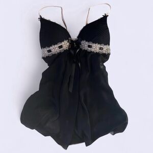Linea Donatella Black Chemise with Lace Detail